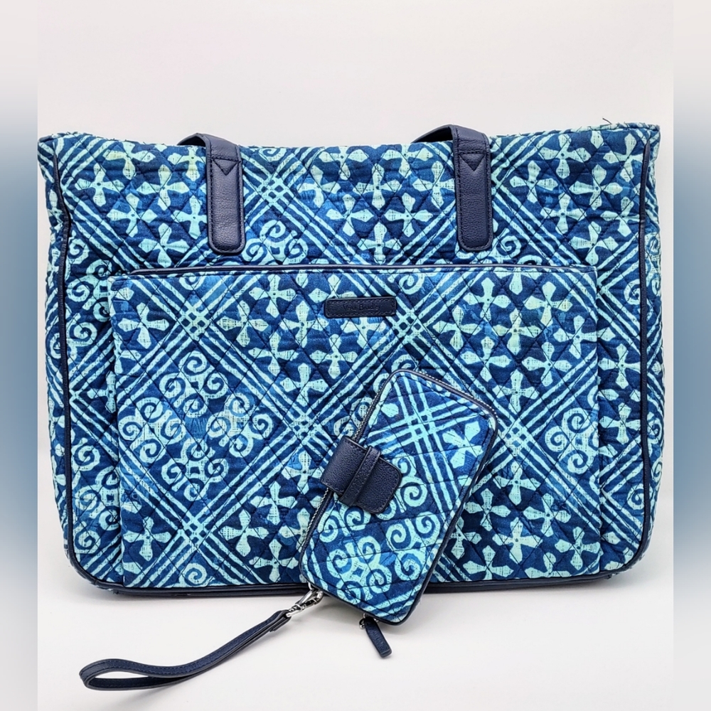Vera Bradley Commuter Tote, Cuban Tiles with Matching Wristlet Wallet